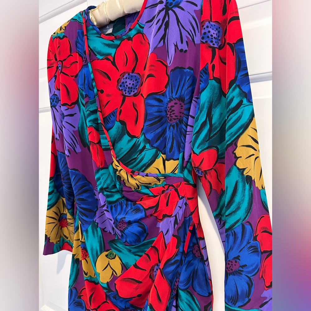 Vintage Liz Claiborne Floral Wrap-Effect Dress